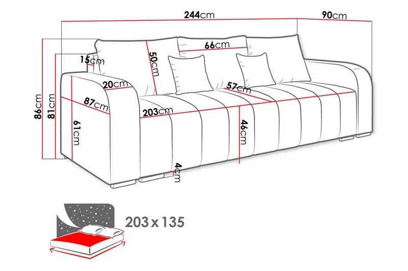 Zulueta 4-sits Bäddsoffa Vänster - Beige - Möbler - Soffa - Bäddsoffa