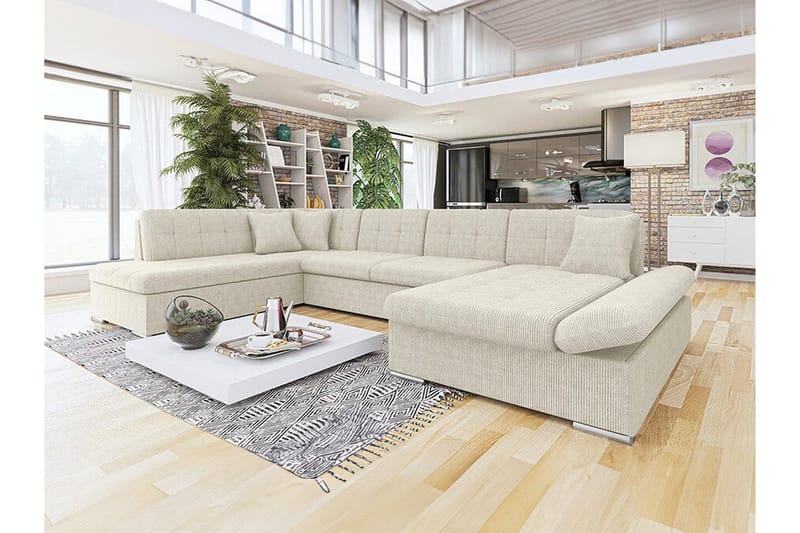 Zumar 4-sits Hörnbäddsoffa beige - Möbler - Soffa - Bäddsoffa