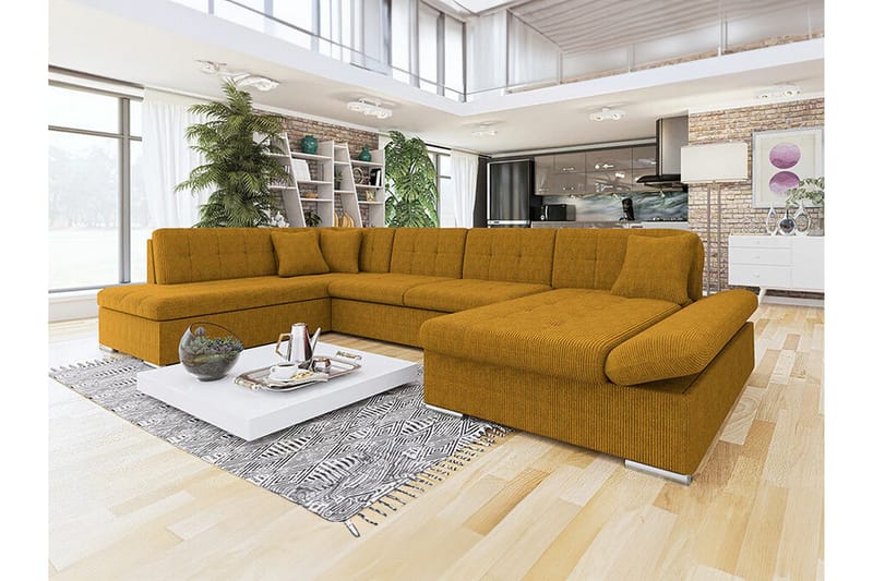 Zumar 4-sits Hörnbäddsoffa Dark yellow - Möbler - Soffa - Bäddsoffa
