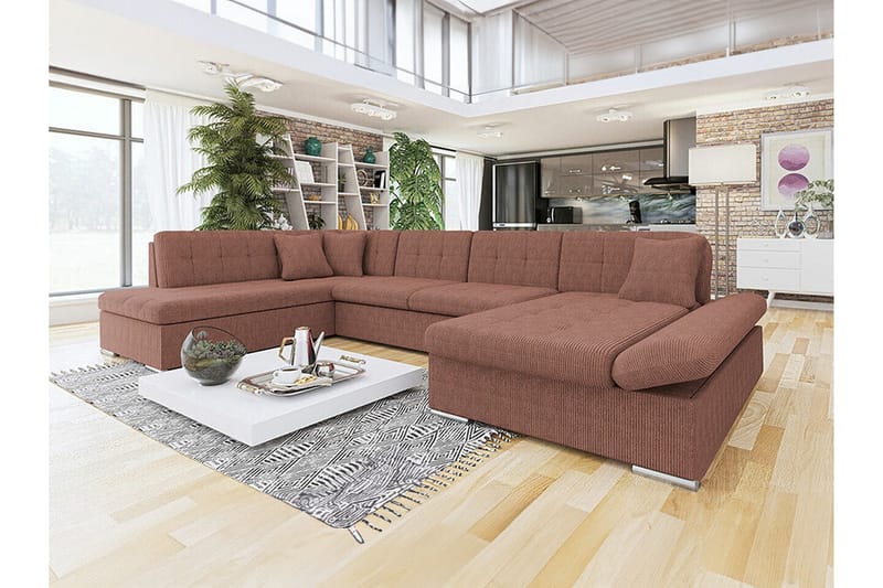 Zumar 4-sits Hörnbäddsoffa Light brown - Möbler - Soffa - Bäddsoffa