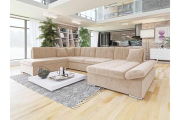 Zumar Bäddsoffa med Divan och Schäslong 4-sits i Chenille - Beige - Möbler - Soffa - Bäddsoffa