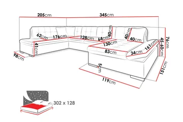 Zumar Bäddsoffa med Divan och Schäslong 4-sits i Chenille - Grön - Möbler - Soffa - Bäddsoffa
