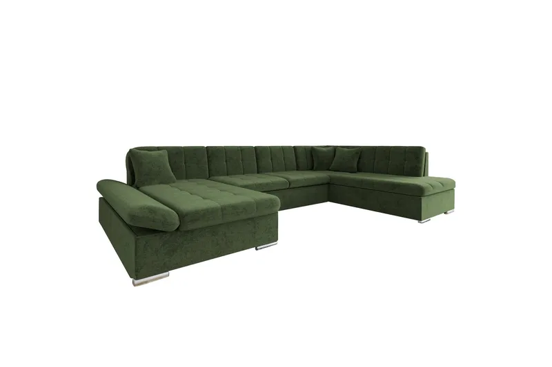 Zumar Bäddsoffa med Divan och Schäslong 4-sits i Chenille - Grön - Möbler - Soffa - Bäddsoffa