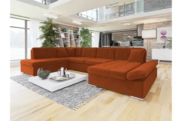 Zumar Bäddsoffa med Divan och Schäslong 4-sits i Chenille - Orange - Möbler - Soffa - Bäddsoffa