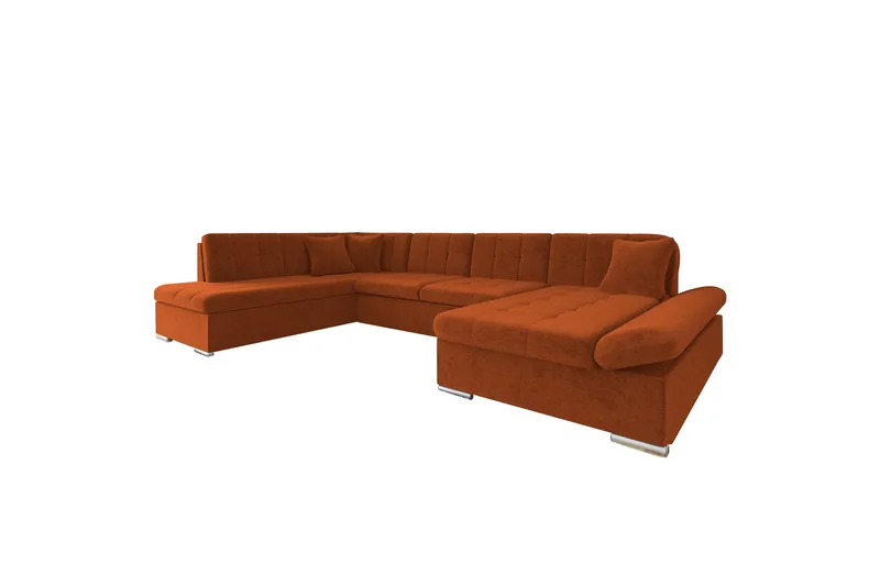 Zumar Bäddsoffa med Divan och Schäslong 4-sits i Chenille - Orange - Möbler - Soffa - Bäddsoffa