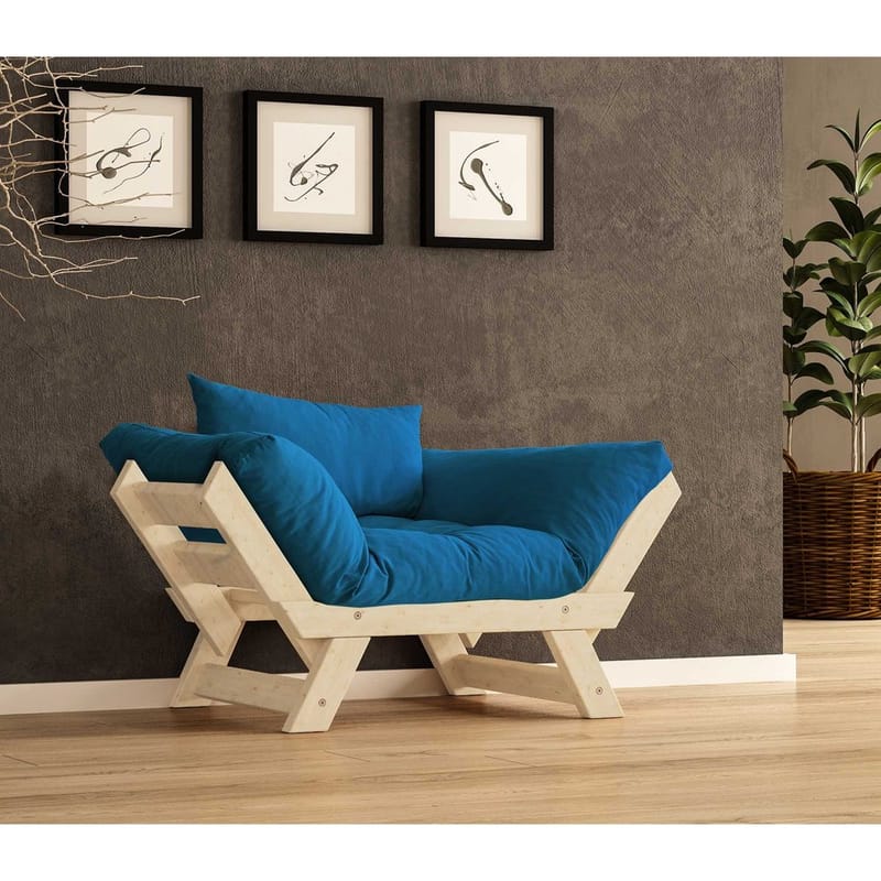 Zylar 2-sits Bäddsoffa - Blå/Natur - Möbler - Soffa - Bäddsoffa - Bäddsoffa 2 sits