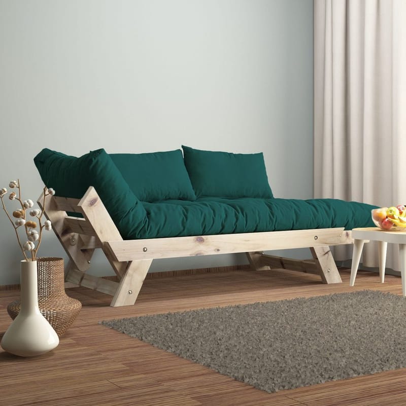 Zylar 2-sits Fällbar Bäddsoffa i Tyg med Träram - Grön|Beige - Möbler - Soffa - Bäddsoffa