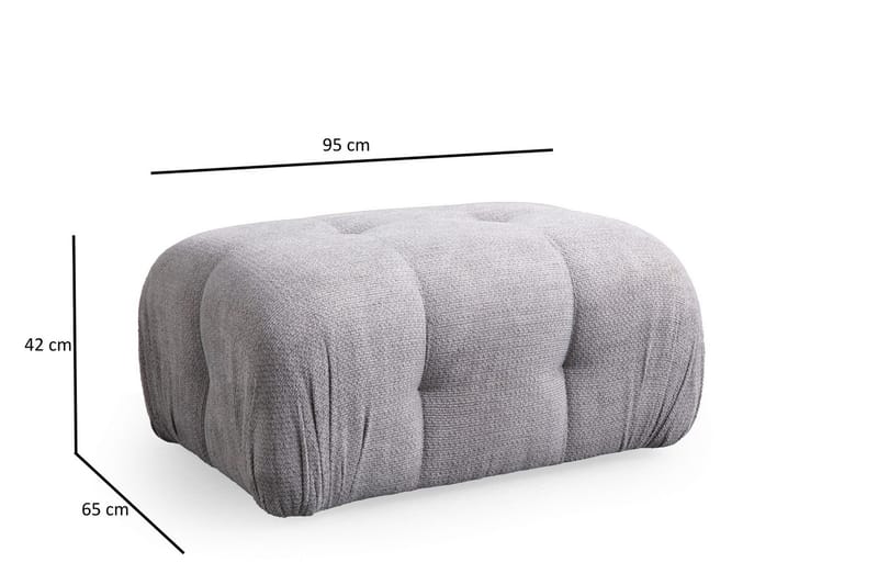 Belgin Bubblig Divansoffa 2-sits med fasta armstöd - Ljusgrå - Möbler - Soffa - Modulsoffor - Komplett modulsoffa