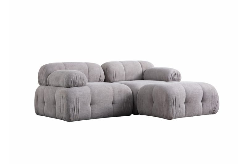 Belgin Bubblig Divansoffa 2-sits med fasta armstöd - Ljusgrå - Möbler - Soffa - Modulsoffor - Komplett modulsoffa