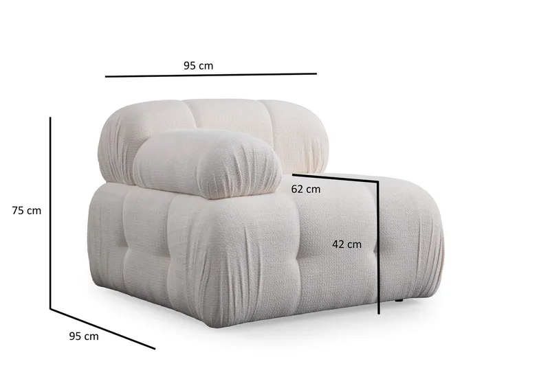 Belgin Bubblig Divansoffa 2-sits med fasta armstöd - Vit - Möbler - Soffa - Modulsoffor - Komplett modulsoffa