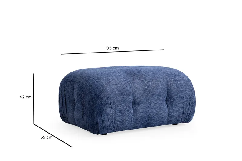 Belgin Bubblig Divansoffa 3-sits med fasta armstöd - Blå - Möbler - Soffa - Modulsoffor - Komplett modulsoffa