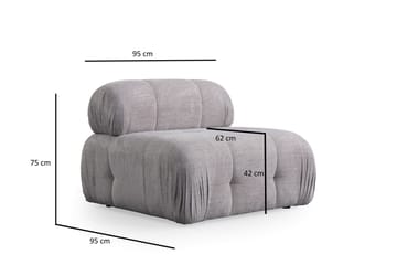 Belgin Bubblig Divansoffa 3-sits med fasta armstöd - Ljusgrå - Möbler - Soffa - Modulsoffor - Komplett modulsoffa