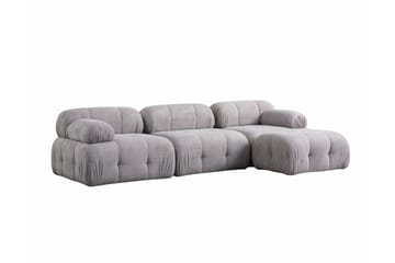 Belgin Bubblig Divansoffa 3-sits med fasta armstöd - Ljusgrå - Möbler - Soffa - Modulsoffor - Komplett modulsoffa