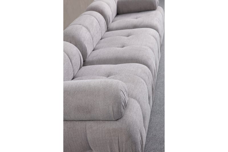 Belgin Bubblig Divansoffa 3-sits med fasta armstöd - Ljusgrå - Möbler - Soffa - Modulsoffor - Komplett modulsoffa