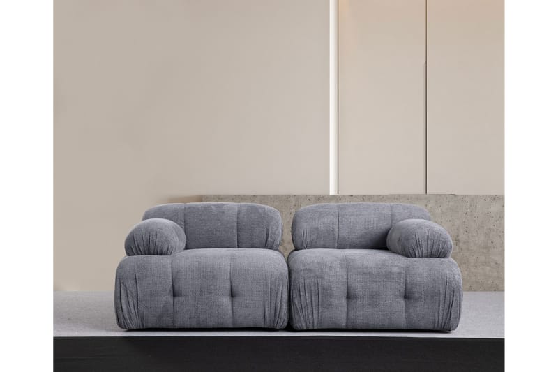 Belgin Bubblig Soffa 2-sits med fasta armstöd - Grå - Möbler - Soffa - Modulsoffor - Komplett modulsoffa
