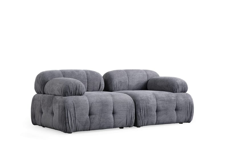 Belgin Bubblig Soffa 2-sits med fasta armstöd, Grå