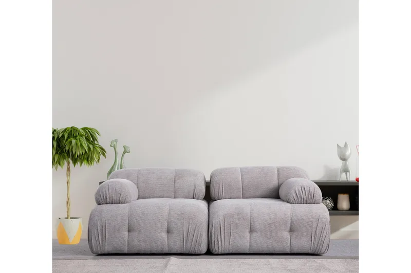 Belgin Bubblig Soffa 2-sits med fasta armstöd - Ljusgrå - Möbler - Soffa - Modulsoffor - Komplett modulsoffa