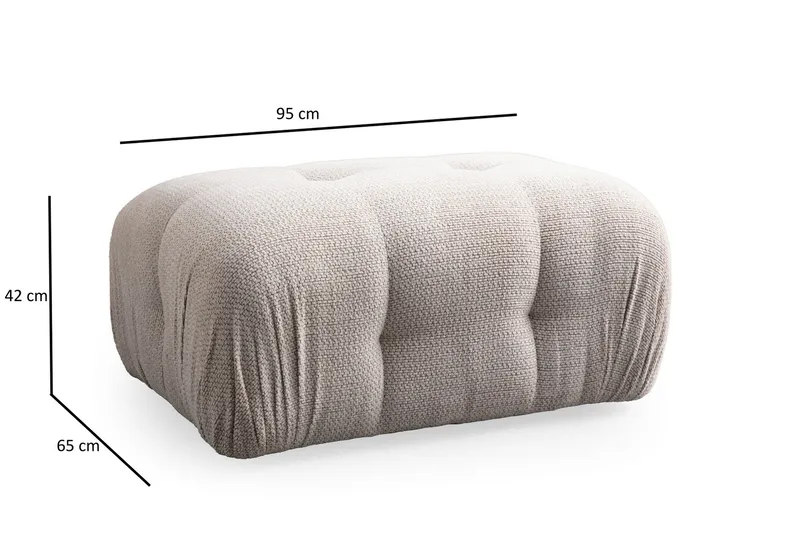Belgin Bubblig Soffa 3-sits med fasta armstöd - Cream - Möbler - Soffa - Modulsoffor - Komplett modulsoffa