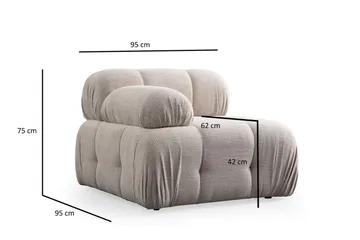 Belgin Bubblig Soffa 3-sits med fasta armstöd - Cream - Möbler - Soffa - Modulsoffor - Komplett modulsoffa