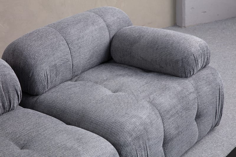 Belgin Bubblig Soffa 3-sits med fasta armstöd - Grå - Möbler - Soffa - Modulsoffor - Komplett modulsoffa