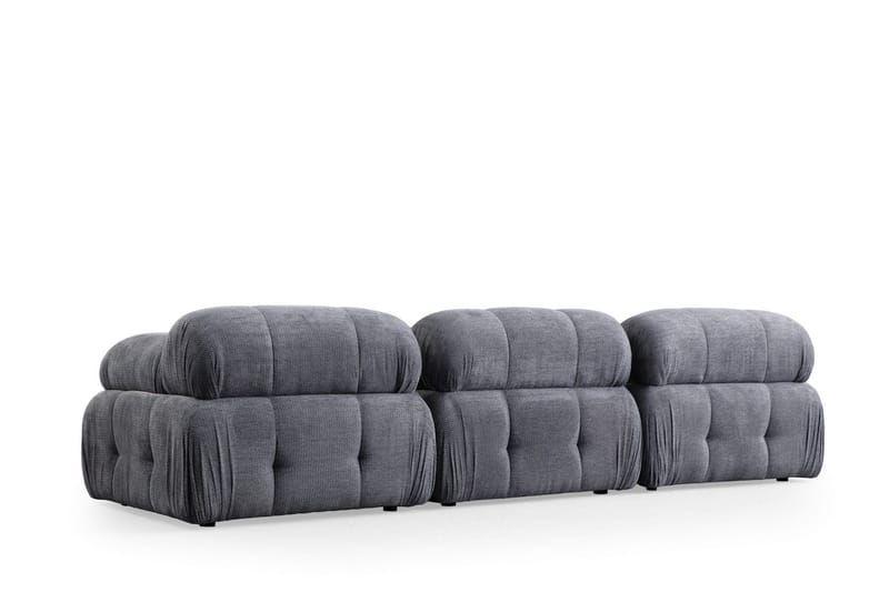 Belgin Bubblig Soffa 3-sits med fasta armstöd - Grå - Möbler - Soffa - Modulsoffor - Komplett modulsoffa