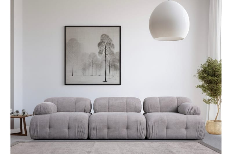 Belgin Bubblig Soffa 3-sits med fasta armstöd - Ljusgrå - Möbler - Soffa - Modulsoffor - Komplett modulsoffa