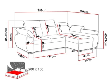 Binche 3-sits Bäddsoffa divan höger med förvaring - beige - Möbler - Soffa - Bäddsoffa