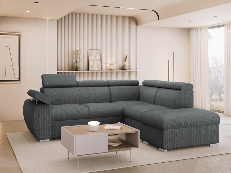 Binche 4-sits Bäddsoffa schäslong höger med förvaring - Mörkgrå - Möbler - Soffa - Bäddsoffa