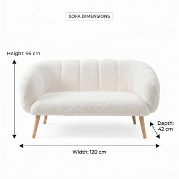Bingdi 2-sits Svängd Tuftad Soffa i Bouclé med Träben - Vit - Möbler - Soffa - 2 sits soffa