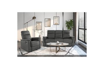 3-sitssoffa Southbrook Grå, PU/trä/metall, Elektrisk vilstol - Grå, PU/trä/metall, Elektrisk vilstol - Möbler - Soffa - Biosoffa & reclinersoffa