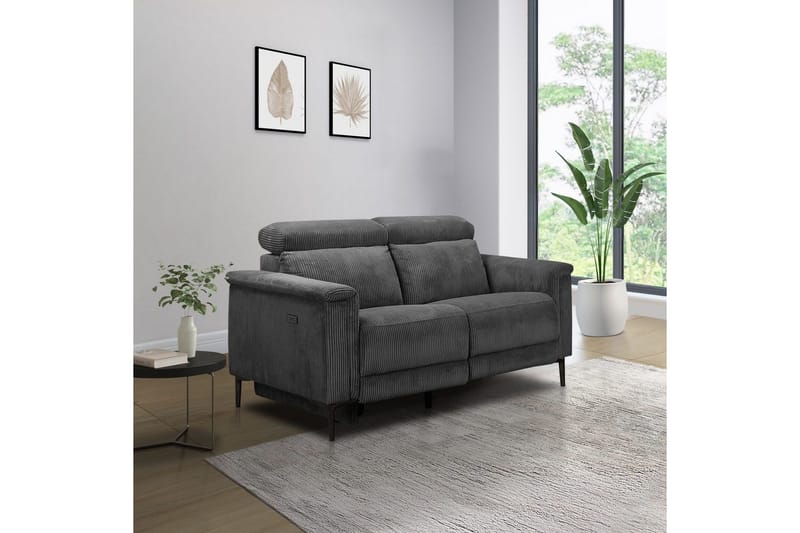 Lund 2-sits Rektangulär Reclinersoffa med Nackstöd i Tyg med Grå-utseende - Grå - Möbler - Soffa - Biosoffa & reclinersoffa - 2 sits biosoffa & reclinersoffa