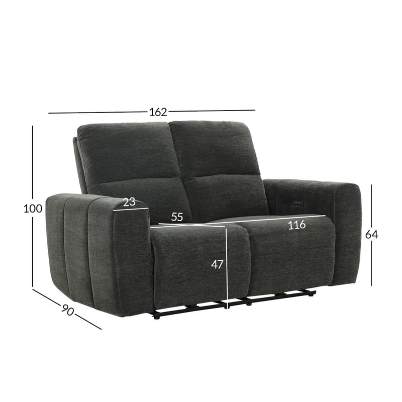 Reclinersoffa Ödmark 2-sits med elektrisk mekanism - grå - Möbler - Soffa - Biosoffa & reclinersoffa - 2 sits biosoffa & reclinersoffa