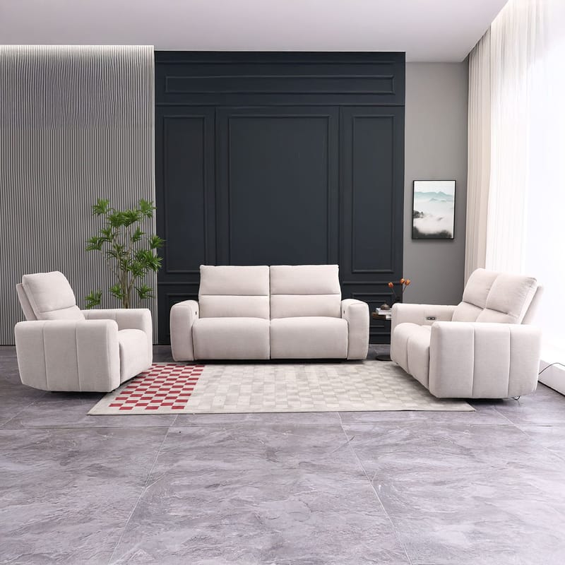 Reclinersoffa Ödmark 3-sits med elektrisk mekanism - ljusbeige - Möbler - Soffa - Biosoffa & reclinersoffa - 3 sits biosoffa & reclinersoffa