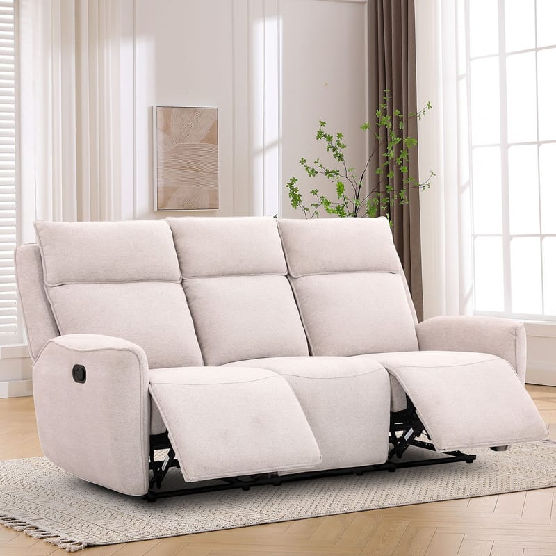 Reclinersoffa Östvik 3-sits med manuell mekanism - beige - Möbler - Soffa - Biosoffa & reclinersoffa - 3 sits biosoffa & reclinersoffa