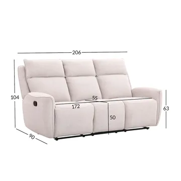 Reclinersoffa Östvik 3-sits med manuell mekanism - beige - Möbler - Soffa - Biosoffa & reclinersoffa - 3 sits biosoffa & reclinersoffa