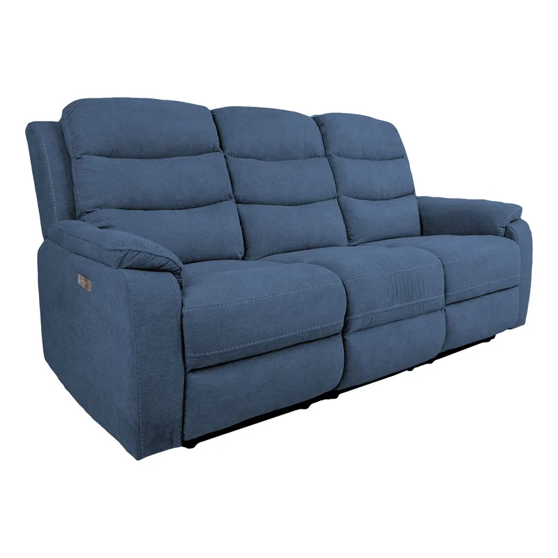 Reclinersoffa Blenor 3-sits med elektrisk mekanism, blå