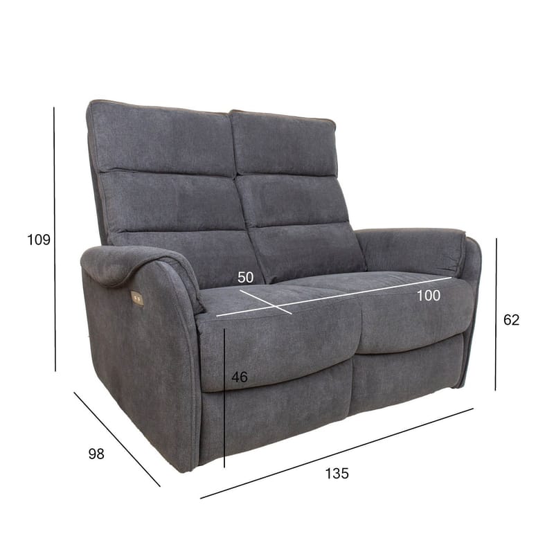 Reclinersoffa Dalsor 2-sits med elektrisk mekanism - Grå - Möbler - Soffa - Biosoffa & reclinersoffa - 2 sits biosoffa & reclinersoffa
