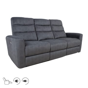 Reclinersoffa Darvi 3-sits med elektrisk mekanism - Grå sammet - Möbler - Soffa - Biosoffa & reclinersoffa - 3 sits biosoffa & reclinersoffa