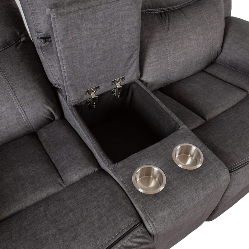 Reclinersoffa Iskmar 2-sits med manuell mekanism - grå - Möbler - Soffa - Biosoffa & reclinersoffa - 2 sits biosoffa & reclinersoffa