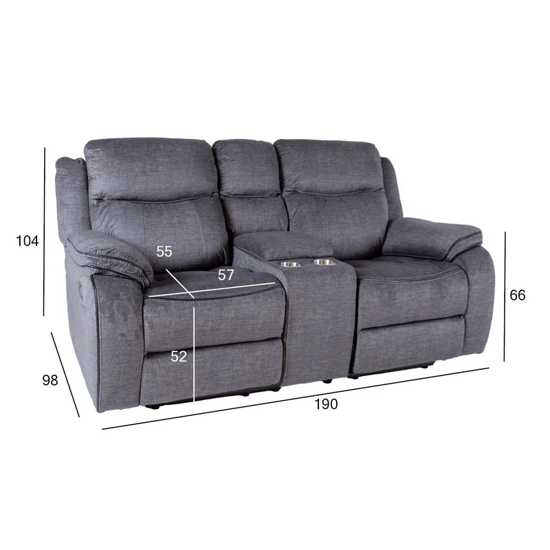 Reclinersoffa Iskmar 2-sits med manuell mekanism - grå - Möbler - Soffa - Biosoffa & reclinersoffa - 2 sits biosoffa & reclinersoffa