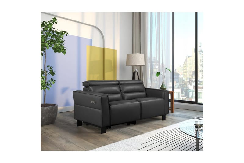 Reclinersoffa utan hörn Loft24 Carpari Reclinersoffa 2-sits Black Artificial leather - Möbler - Soffa - Biosoffa & reclinersoffa - 2 sits biosoffa & reclinersoffa