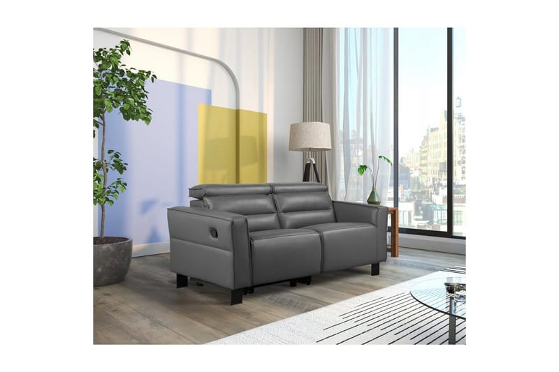 Reclinersoffa utan hörn Loft24 Carpari Reclinersoffa 2-sits Grey Artificial leather - Möbler - Soffa - Biosoffa & reclinersoffa - 2 sits biosoffa & reclinersoffa