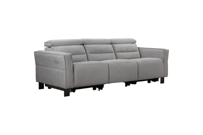 Reclinersoffa utan hörn Loft24 Soffa 3-sits Loft24 Carpari med 2 elektriska recliners Grey1 Belfast fabric - Möbler - Soffa - Biosoffa & reclinersoffa