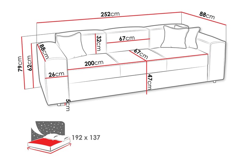 Bizantine Bäddsoffa 3-sits - Grå - Möbler - Soffa - Bäddsoffa