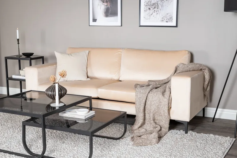 Bolero Sammetssoffa 3-sits - Beige - Möbler - Soffa - Sammetssoffa