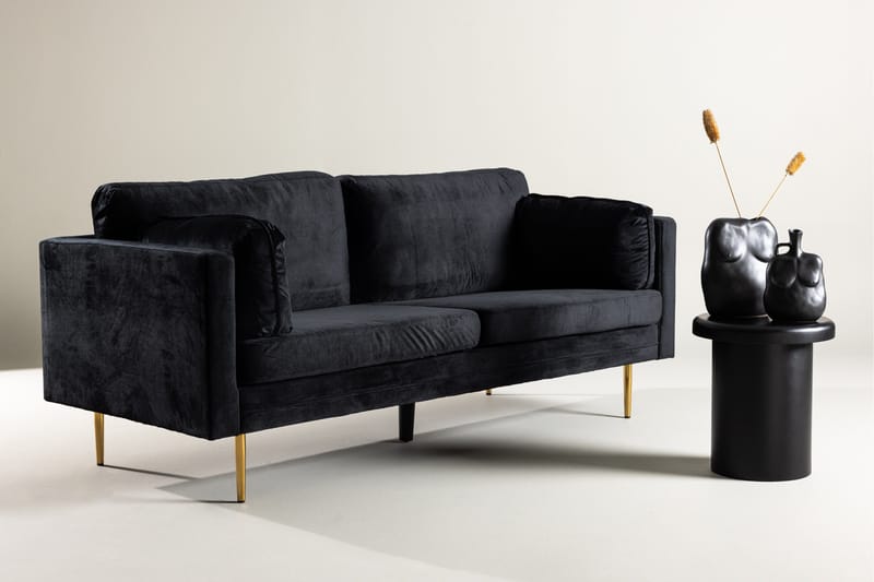 Boom Sammetssoffa 3-sits - Svart - Möbler - Soffa - Sammetssoffa