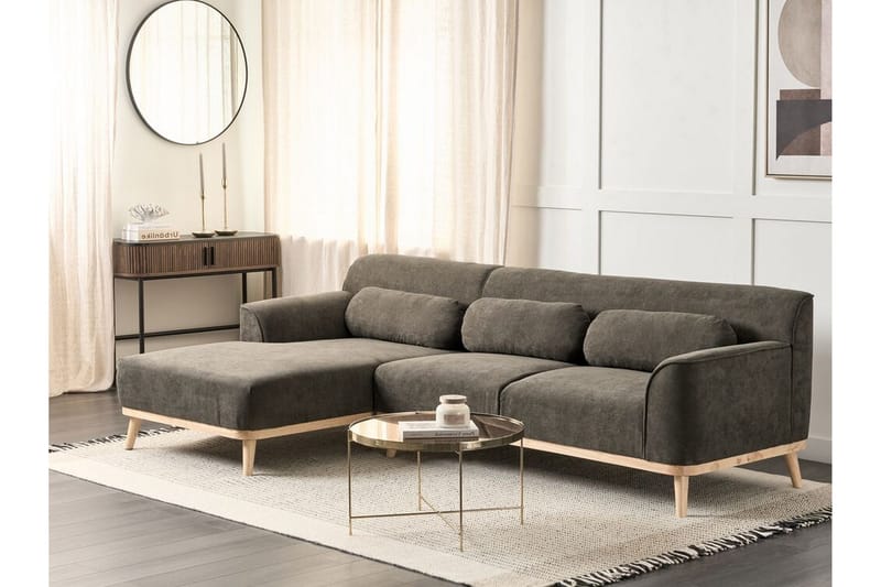 Bree Hörnsoffa 3-sits - Grön/Ljust trä - Möbler - Soffa - Bäddsoffa