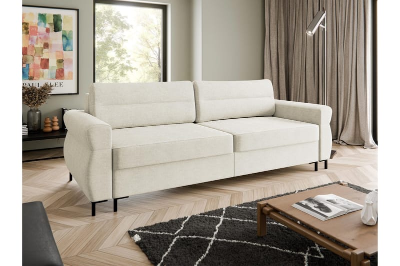 Busness Bäddsoffa 3-sits i Plysch - Beige - Möbler - Soffa - Bäddsoffa