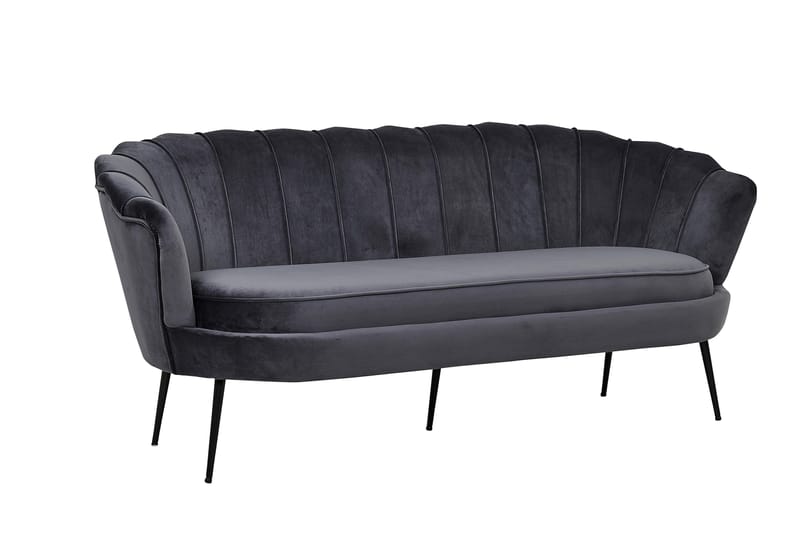 Calais 3-sits Svängd Soffa 180 cm i Sammet - Mörkgrå - Möbler - Soffa - Sammetssoffa