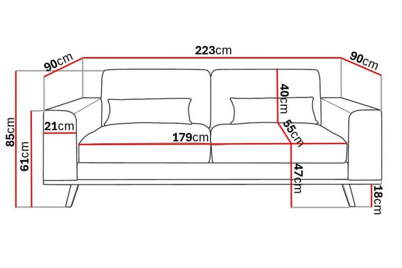 Copenhagen 3-sits Manchestersoffa - Mörkgrå - Möbler - Soffa - 3 sits soffa